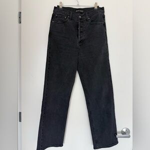 Aritzia Denim Forum The Arlo High Rise Straight Black Jeans